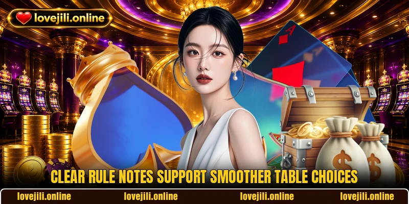 Clear rule notes support smoother table choices Clear rule notes support smoother table choices