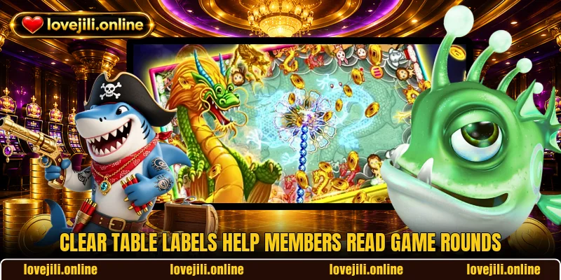 Clear table labels help members read game rounds