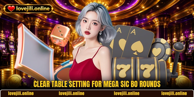 Clear table setting for Mega Sic Bo rounds Clear table setting for Mega Sic Bo rounds
