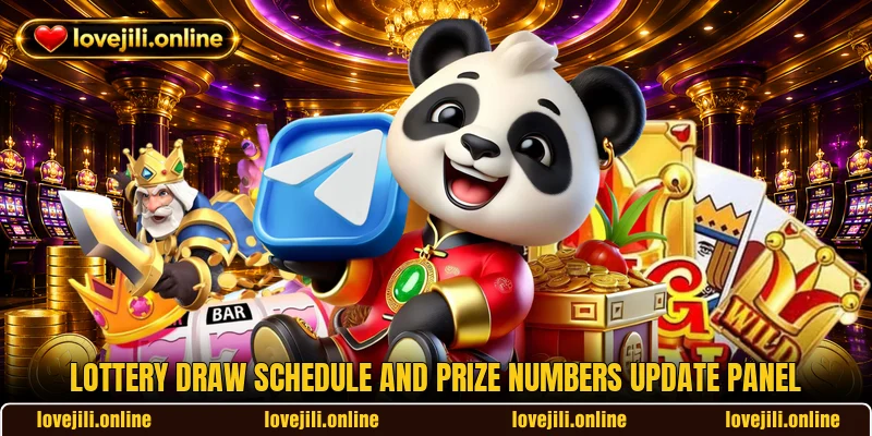 Lottery draw schedule and prize numbers update panel
