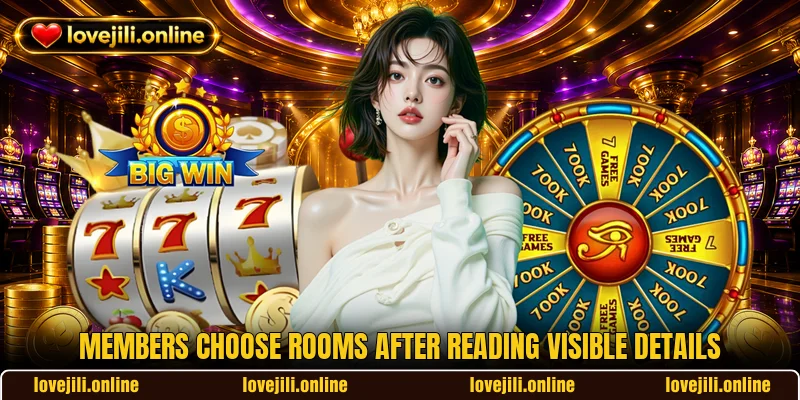 Members choose rooms after reading visible details