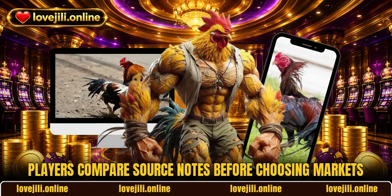 Players compare source notes before choosing markets