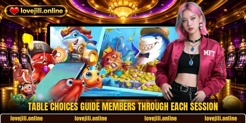 Table choices guide members through each session